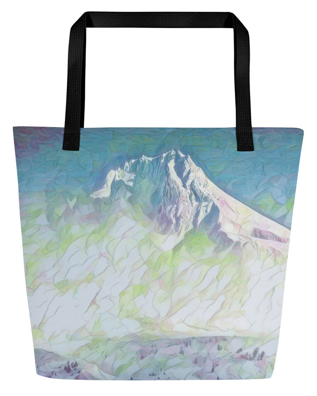 Mount Hood - Oregon - Digital Art - Large 16x20 Tote Bag W/Pocket