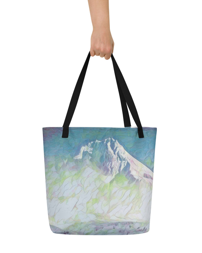 Mount Hood - Oregon - Digital Art - Large 16x20 Tote Bag W/Pocket