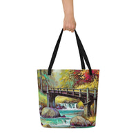 Thumbnail for Oregon Bridge - Digital Art - Large 16x20 Tote Bag W/Pocket