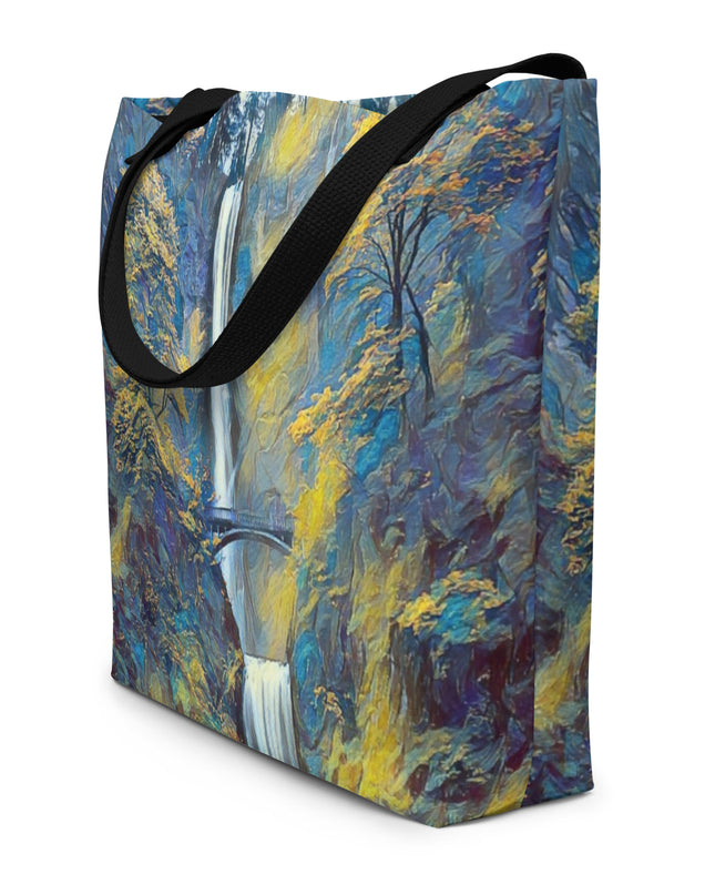 Multnomah Falls - Oregon - Digital Art - Large 16x20 Tote Bag W/Pocket