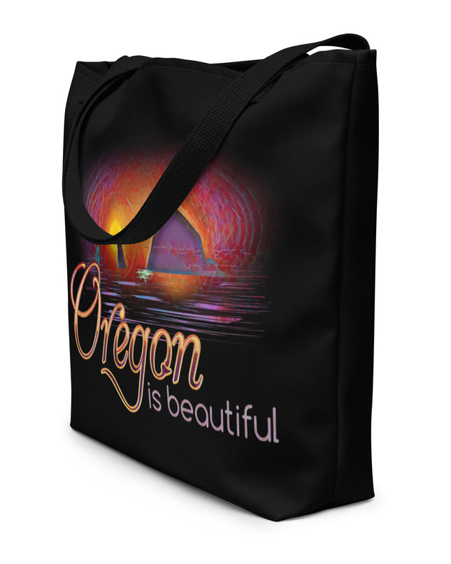 Oregon is Beautiful - Oregon - Digital Art - Large 16x20 Tote Bag W/Pocket