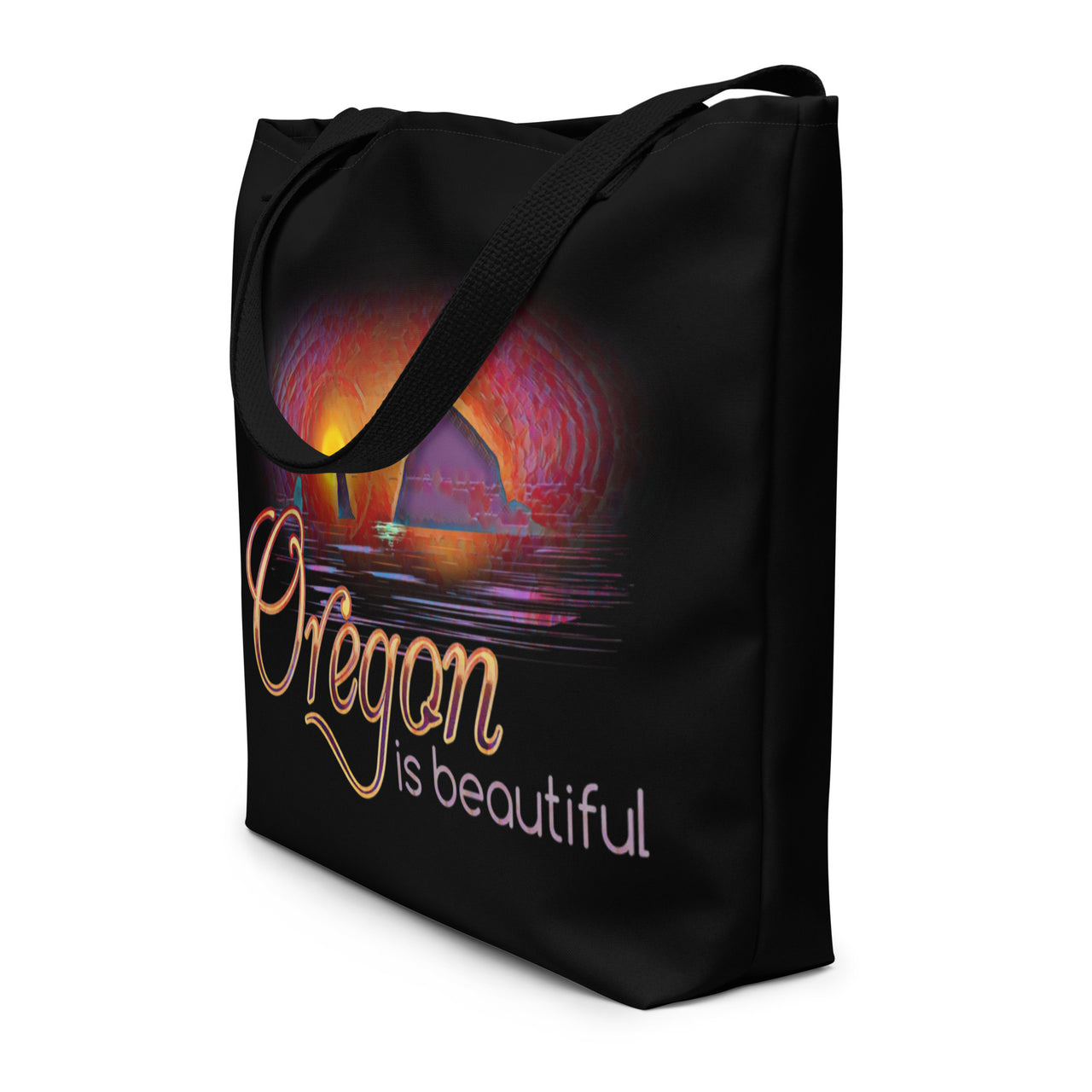 Oregon is Beautiful - Oregon - Digital Art - Large 16x20 Tote Bag W/Pocket