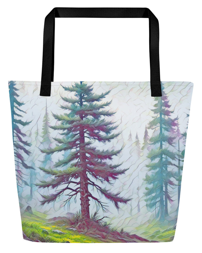 Into the Oregon Woods - Digital Art - Large 16x20 Tote Bag W/Pocket