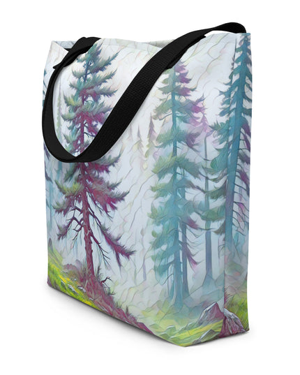 Into the Oregon Woods - Digital Art - Large 16x20 Tote Bag W/Pocket