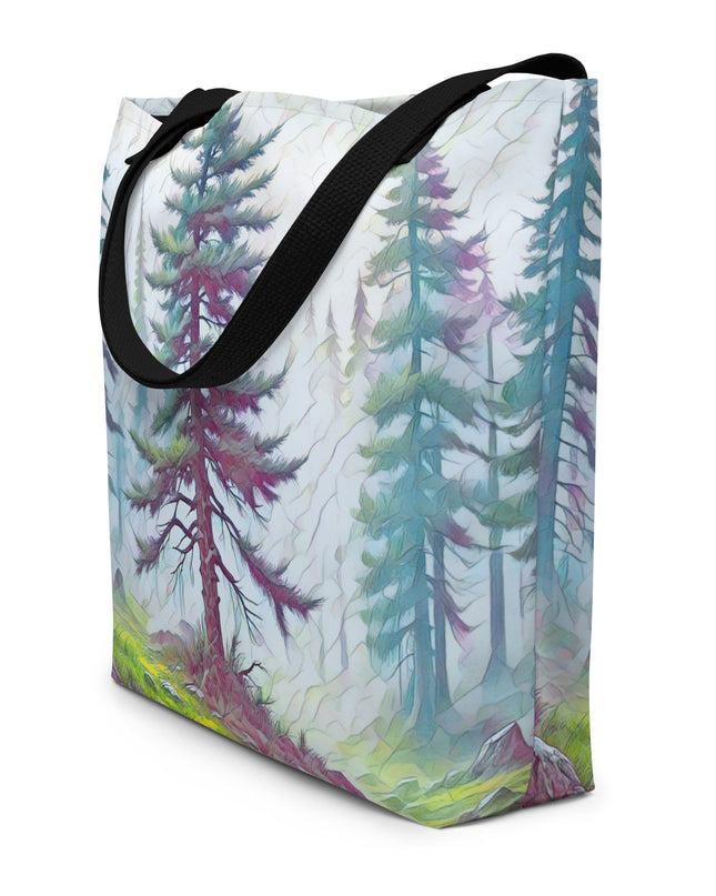 Into the Oregon Woods - Digital Art - Large 16x20 Tote Bag W/Pocket