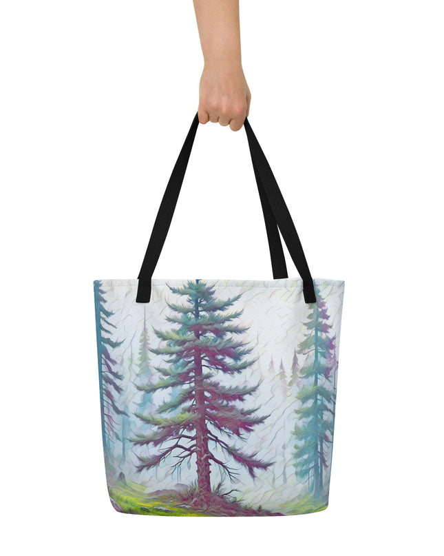 Into the Oregon Woods - Digital Art - Large 16x20 Tote Bag W/Pocket