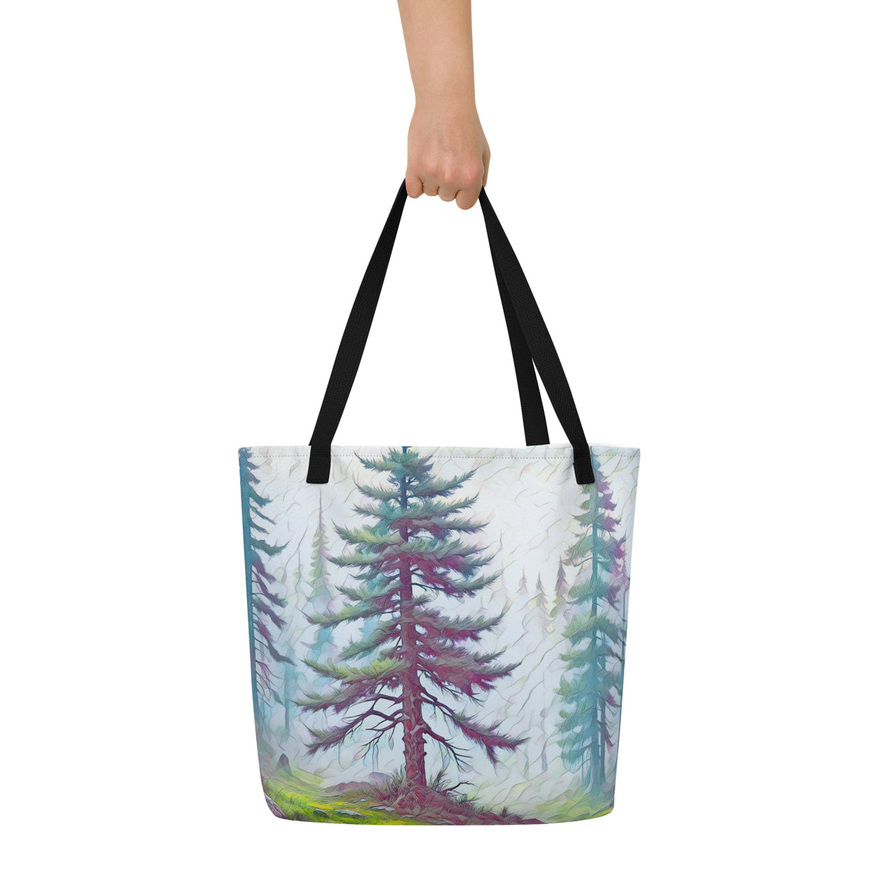 Into the Oregon Woods - Digital Art - Large 16x20 Tote Bag W/Pocket