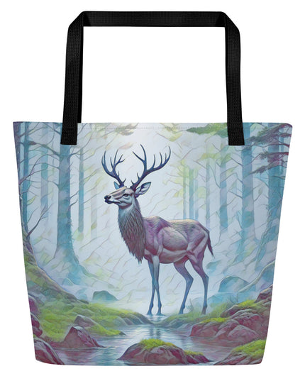 Oregon Deer in the Woods - Digital Art - Large 16x20 Tote Bag W/Pocket $34.95