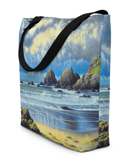 Oregon Coast - Digital Art - Large Tote Bag W/Pocket
