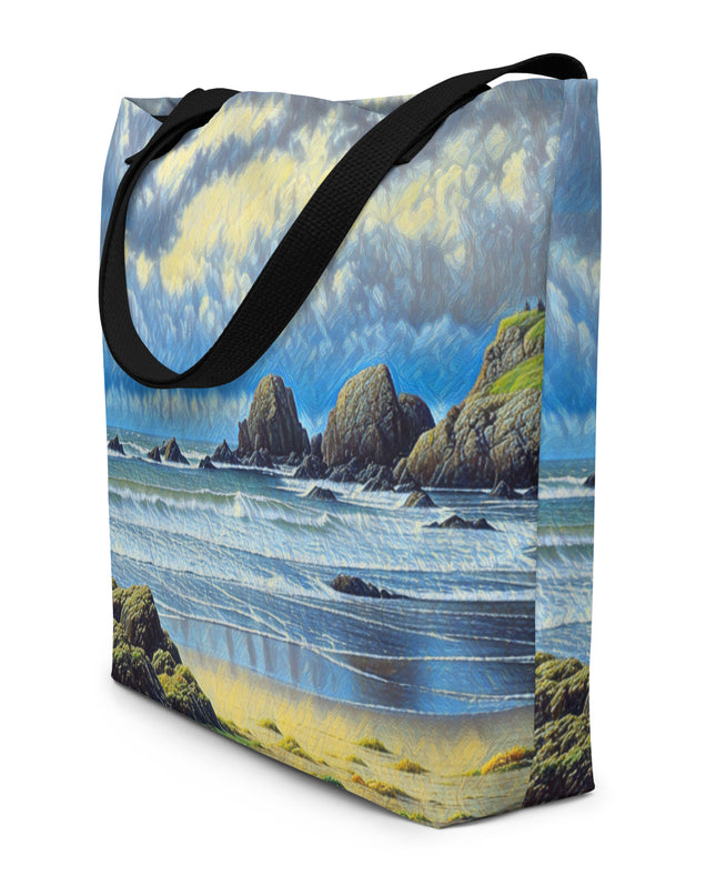 Oregon Coast - Digital Art - Large Tote Bag W/Pocket