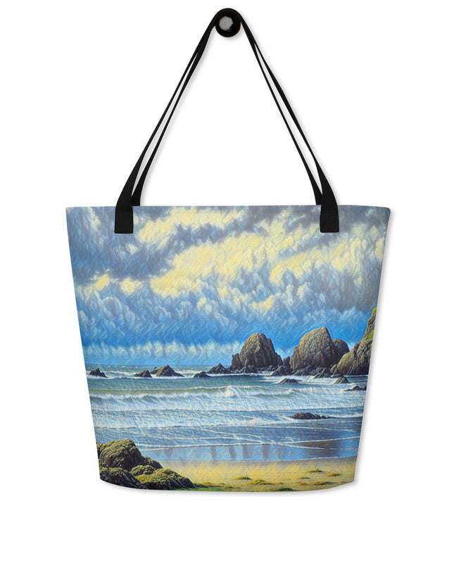 Oregon Coast - Digital Art - Large Tote Bag W/Pocket