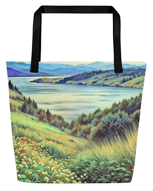 Columbia River - Digital Art - Large 16x20 Tote Bag W/Pocket