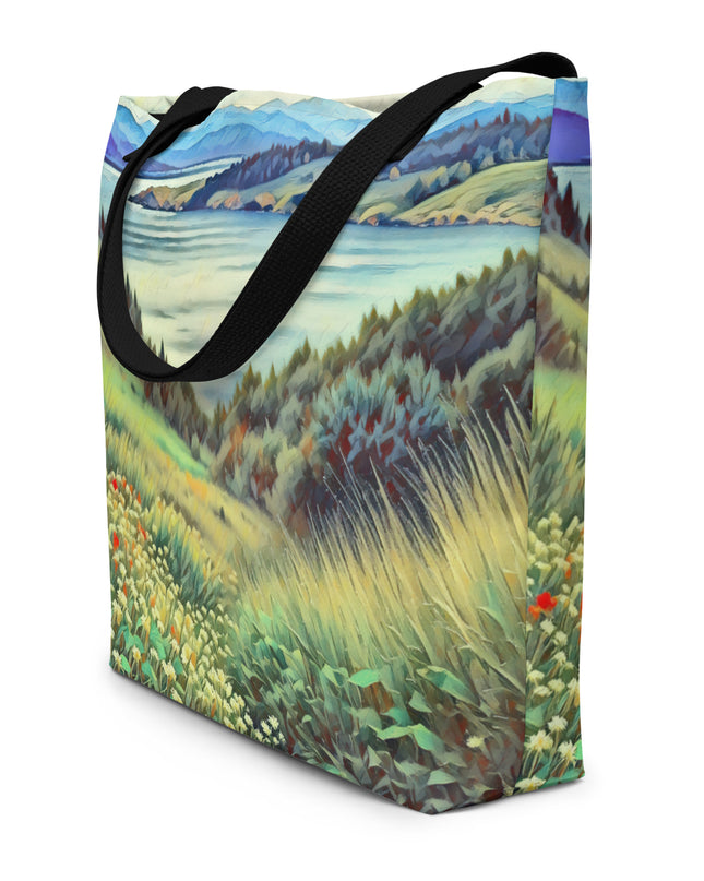 Columbia River - Digital Art - Large 16x20 Tote Bag W/Pocket