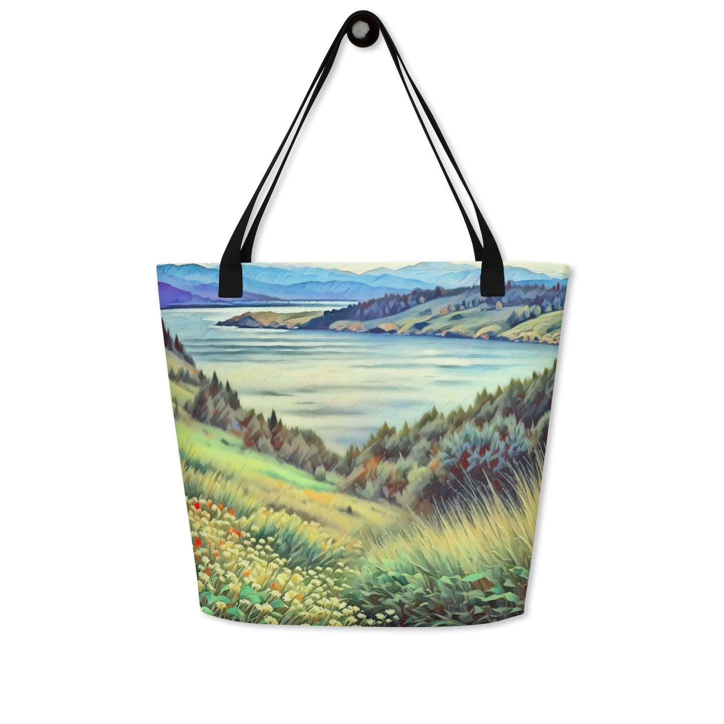 Columbia River - Digital Art - Large 16x20 Tote Bag W/Pocket