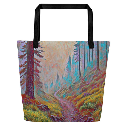 Oregon Back Trail - Digital Art - Large 16x20 Tote Bag W/Pocket