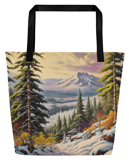 Winter Trail - Digital Art - Large 16x20 Tote Bag W/Pocket