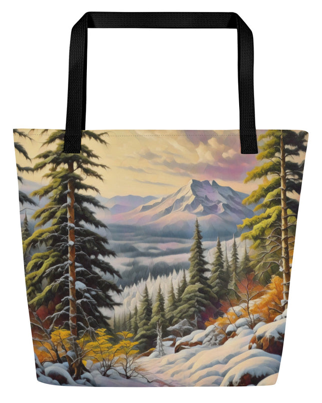 Winter Trail - Digital Art - Large 16x20 Tote Bag W/Pocket
