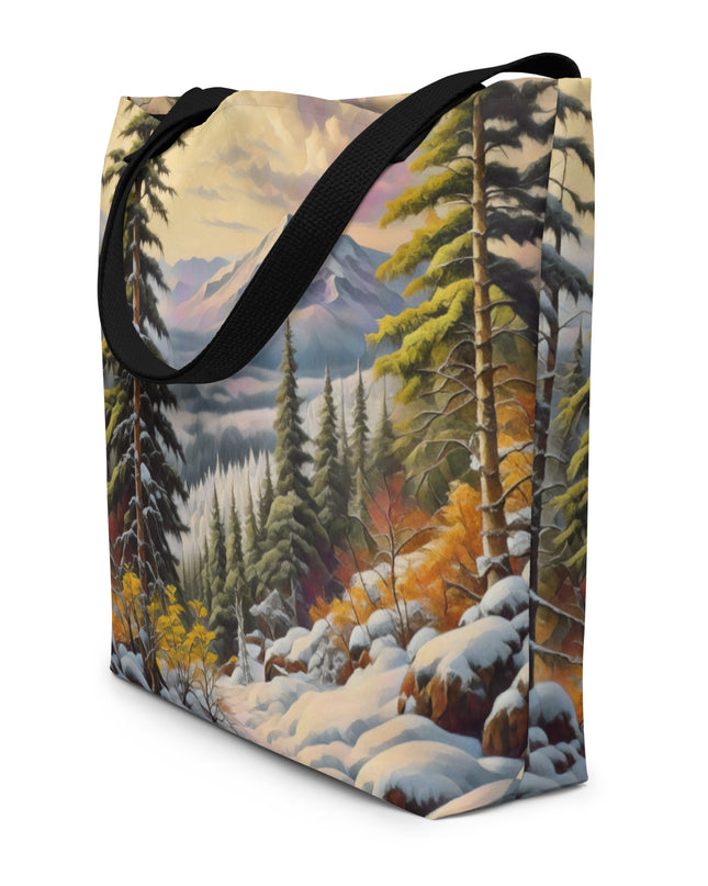 Winter Trail - Digital Art - Large 16x20 Tote Bag W/Pocket