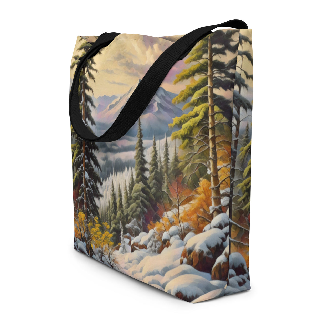 Winter Trail - Digital Art - Large 16x20 Tote Bag W/Pocket