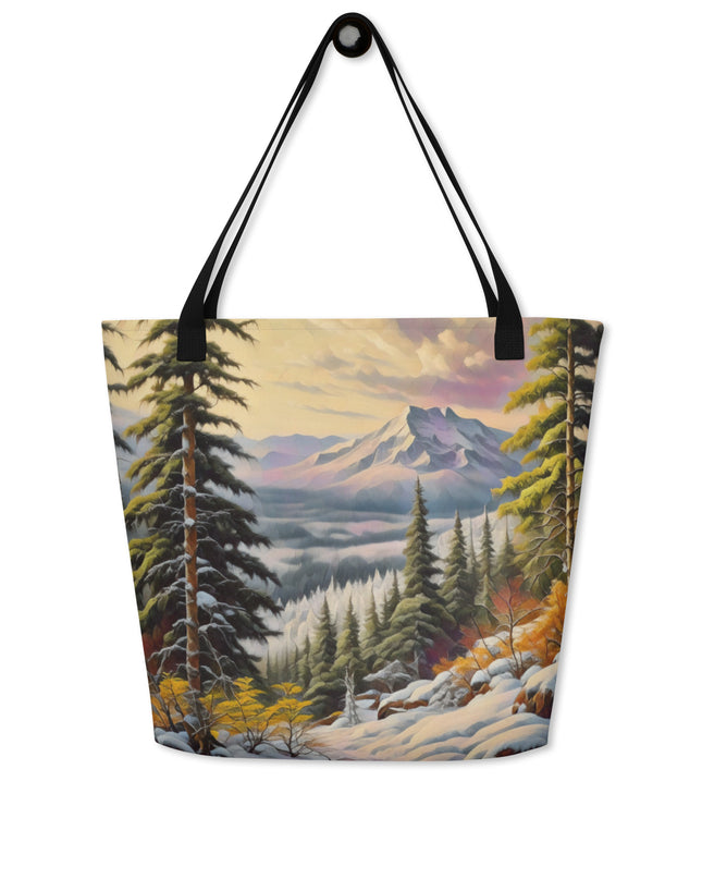 Winter Trail - Digital Art - Large 16x20 Tote Bag W/Pocket