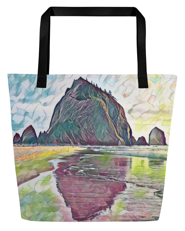 Haystack Rock - Large 16x20 Tote Bag W/Pocket