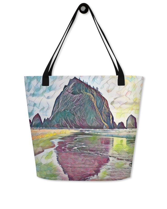 Haystack Rock - Large 16x20 Tote Bag W/Pocket