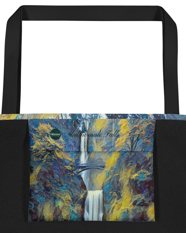 Multnomah Falls - Oregon - Digital Art - Large 16x20 Tote Bag W/Pocket
