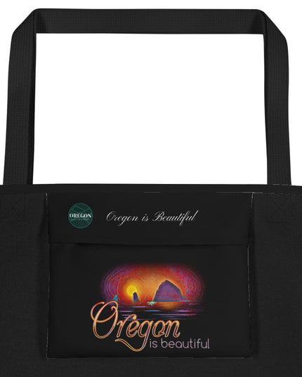 Oregon is Beautiful - Oregon - Digital Art - Large 16x20 Tote Bag W/Pocket