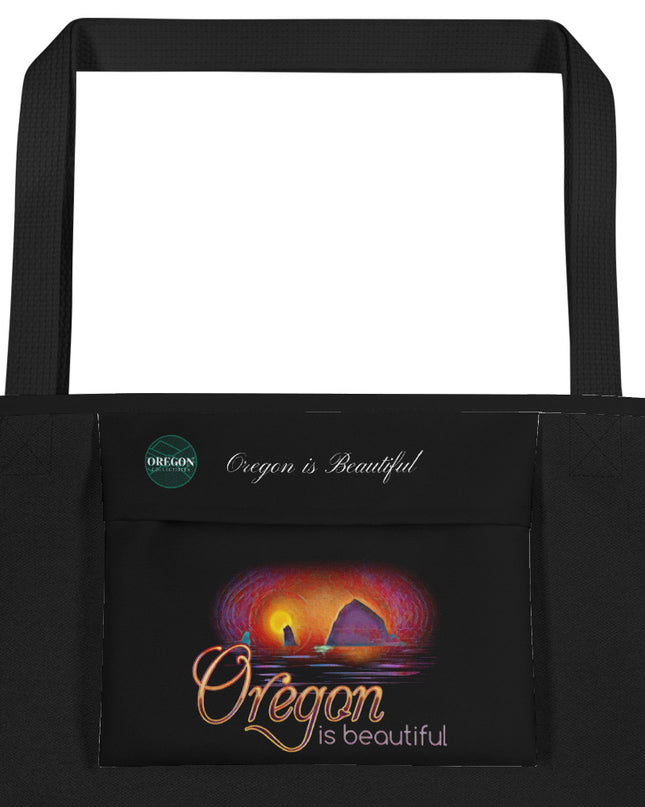 Oregon is Beautiful - Oregon - Digital Art - Large 16x20 Tote Bag W/Pocket