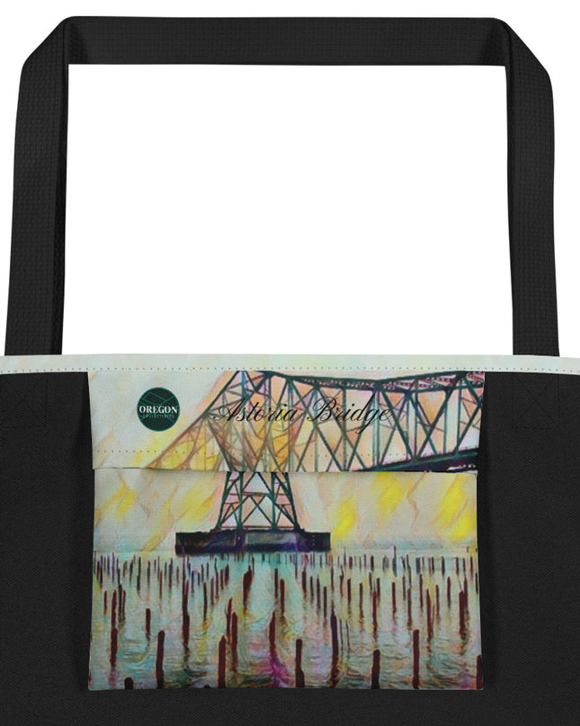 Astoria Bridge - Digital Art - Large 16x20 Tote Bag W/Pocket