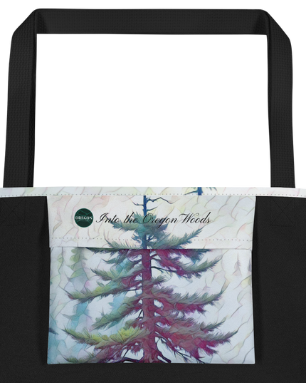 Into the Oregon Woods - Digital Art - Large 16x20 Tote Bag W/Pocket