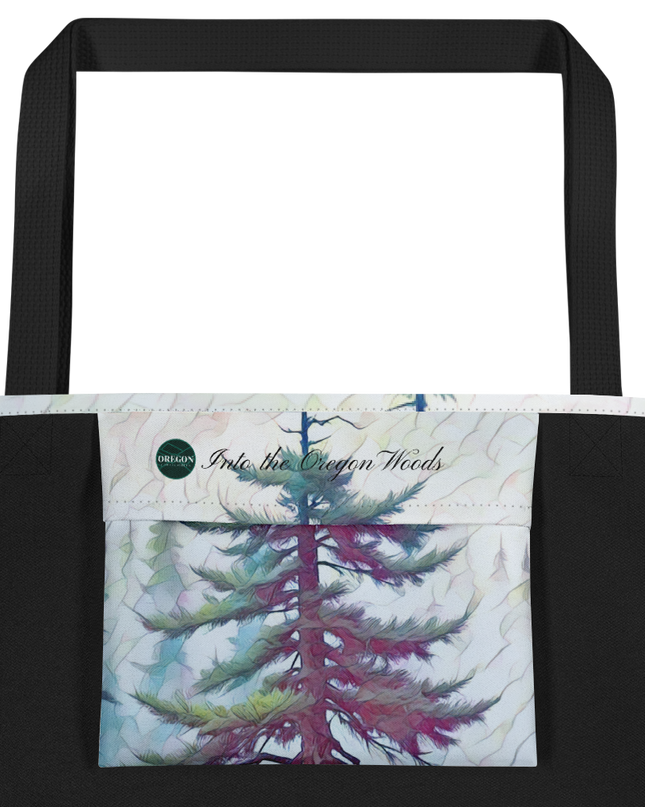 Into the Oregon Woods - Digital Art - Large 16x20 Tote Bag W/Pocket
