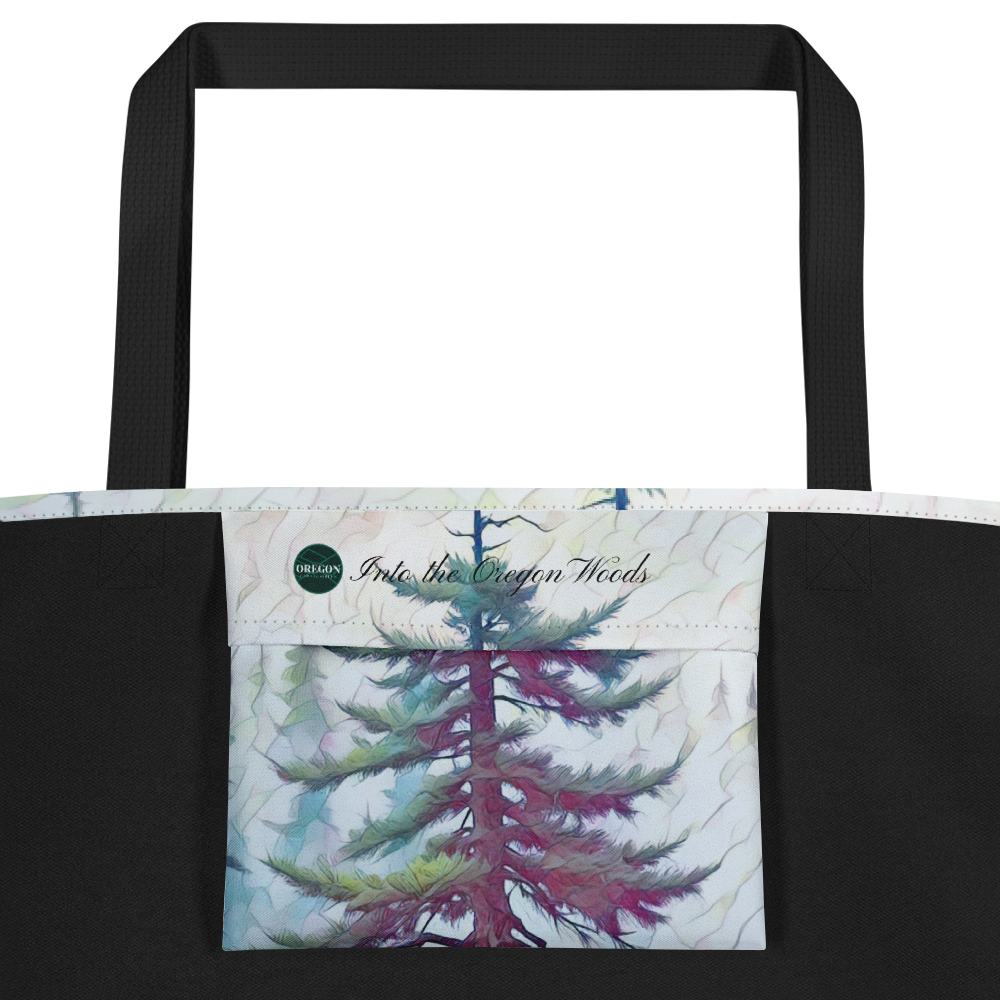 Into the Oregon Woods - Digital Art - Large 16x20 Tote Bag W/Pocket