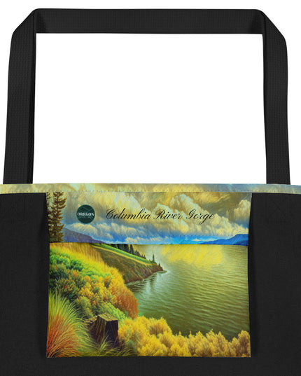 Columbia River Gorge - Digital Art - Large 16x20 Tote Bag W/Pocket