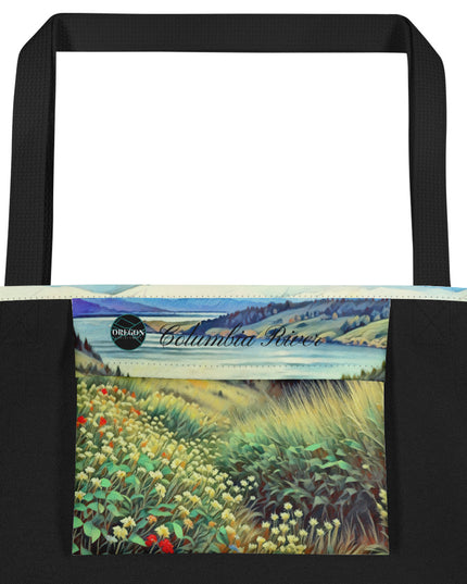 Columbia River - Digital Art - Large 16x20 Tote Bag W/Pocket