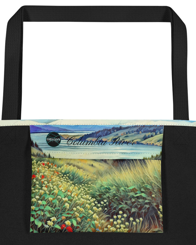 Columbia River - Digital Art - Large 16x20 Tote Bag W/Pocket