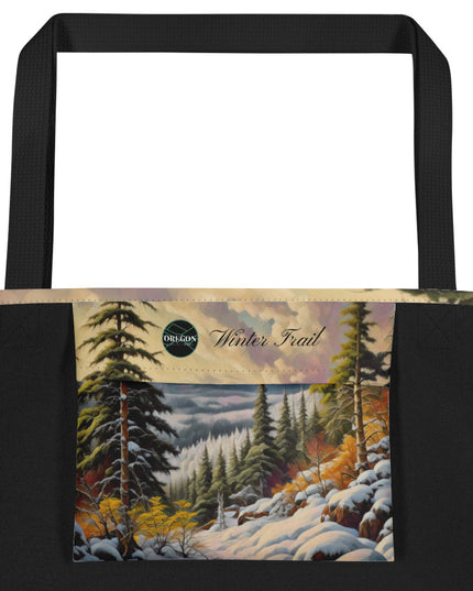 Winter Trail - Digital Art - Large 16x20 Tote Bag W/Pocket