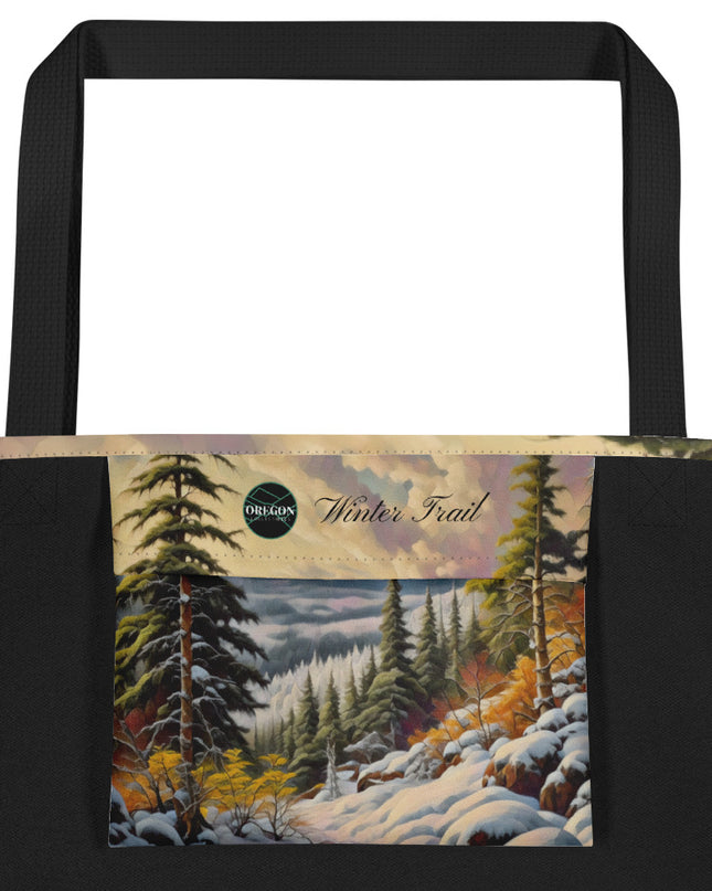 Winter Trail - Digital Art - Large 16x20 Tote Bag W/Pocket