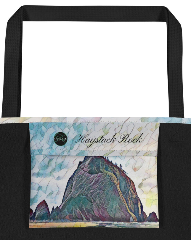Haystack Rock - Large 16x20 Tote Bag W/Pocket