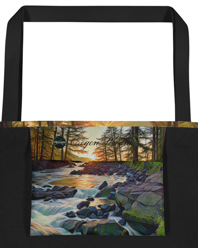 Oregon Stream - Digital Art - Large 16x20 Tote Bag W/Pocket $34.95