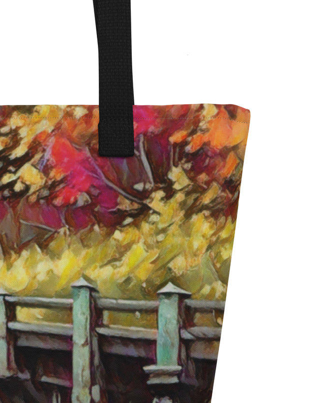 Oregon Bridge - Digital Art - Large 16x20 Tote Bag W/Pocket