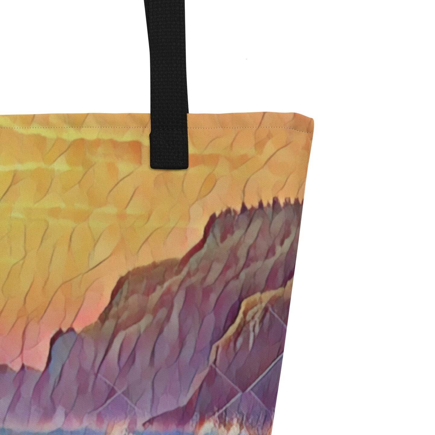 Oregon Coast Sunset - Digital Art - Large 16x20 Tote Bag W/Pocket