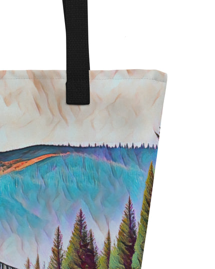 Central Oregon Horses - Digital Art - Large 16x20 Tote Bag W/Pocket