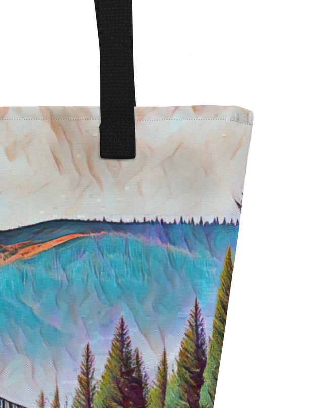 Central Oregon Horses - Digital Art - Large 16x20 Tote Bag W/Pocket