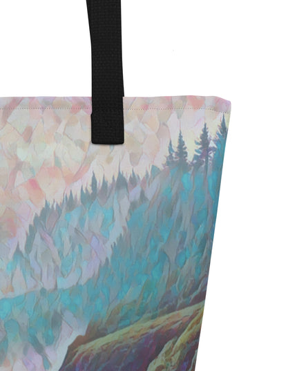 Oregon Ocean Beach - Digital Art - Large 16x20 Tote Bag W/Pocket