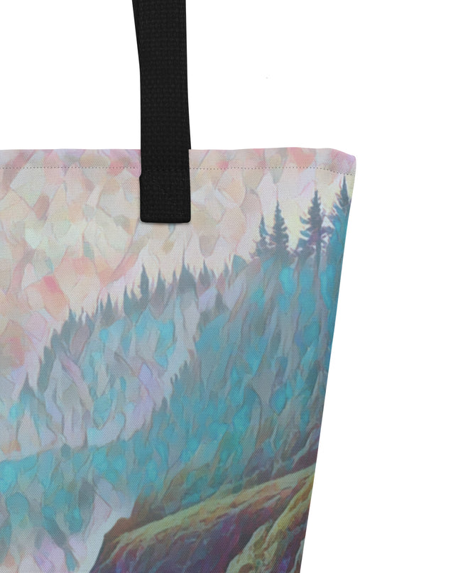 Oregon Ocean Beach - Digital Art - Large 16x20 Tote Bag W/Pocket