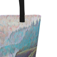 Thumbnail for Oregon Ocean Beach - Digital Art - Large 16x20 Tote Bag W/Pocket