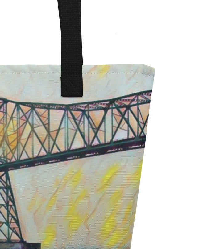 Astoria Bridge - Digital Art - Large 16x20 Tote Bag W/Pocket