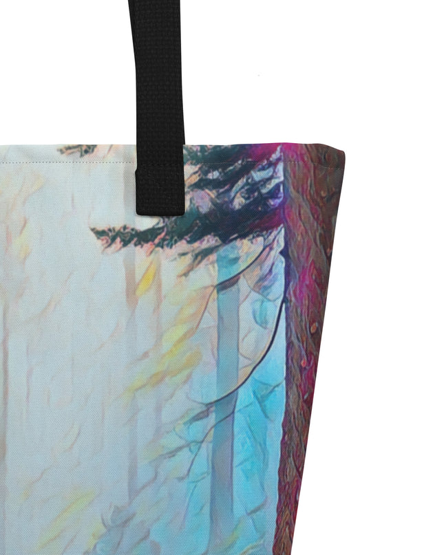 Hiking the Oregon Woods - Digital Art - Large 16x20 Tote Bag W/Pocket