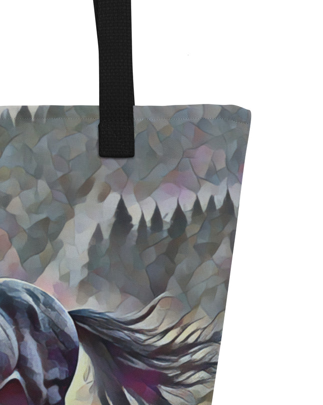 Oregon Running Horse - Digital Art - Large 16x20 Tote Bag W/Pocket
